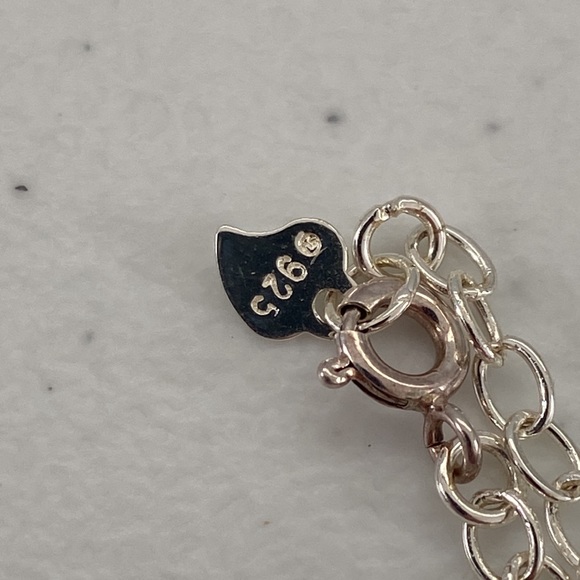 925 Sterling Silver Triple Swirl Dangle Necklace / Choker - Picture 5 of 11